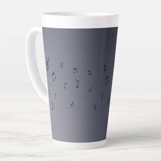 Tasse Latte Notes musicales Ombre foncé (Angle gauche)