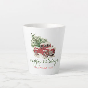 Tasse Latte Nous avons déménagé,Camion Rouge,Sapin de Noël de