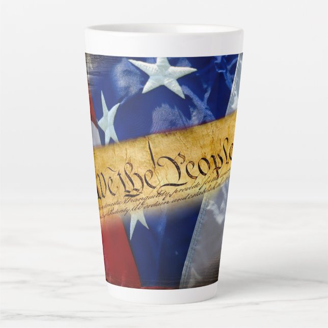 Tasse Latte Nous Le Peuple Drapeau Américain (Devant)