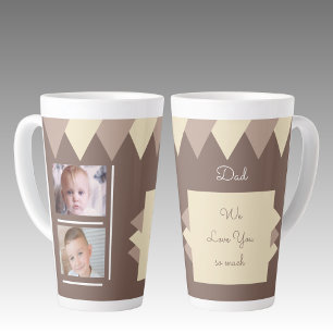 Tasse Latte Nous t'aimons Papa marron et crème avec photos