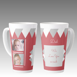 Tasse Latte Nous t'aimons Papa rouge et gris avec photos
