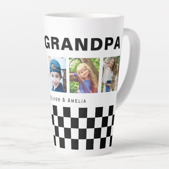 Tasse Latte Nous vous aimons grand-père Chess Motif 5 Photo Ke (Angle droit)
