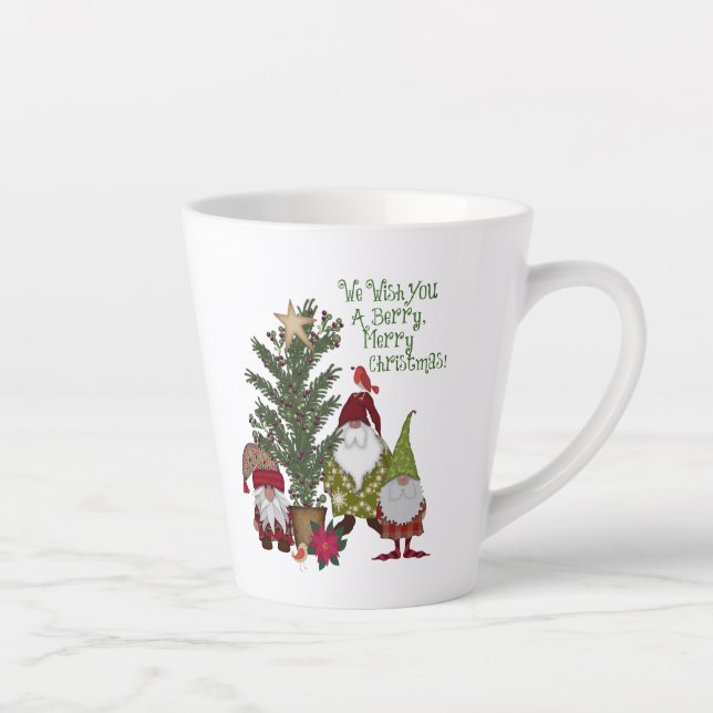 Tasse Latte Nous Vous Souhaitons Un Berry Joyeux Gnomes De Noë (Droite)