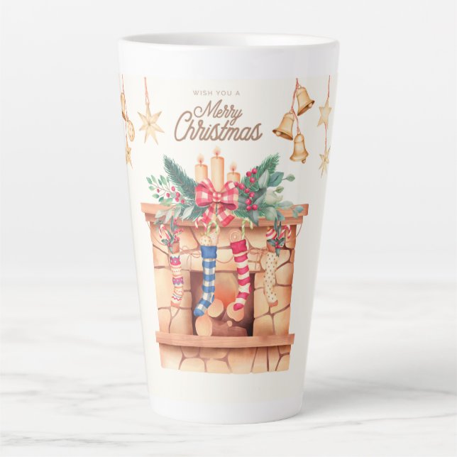 Tasse Latte Nous vous souhaitons un joyeux Noël (Devant)