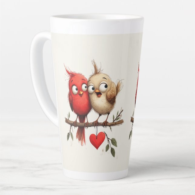 Tasse Latte Nouvel An, Amour, Oiseaux (Angle gauche)