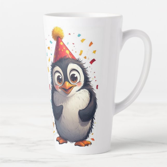 Tasse Latte Nouvelle année, amour, oiseaux, manchots (Droite)
