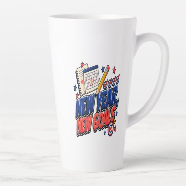 Tasse Latte Nouvelle Année, Nouveaux Objectifs (Droite)