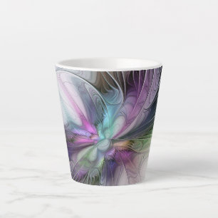Tasse Latte Nouvelle vie, art abstrait coloré de fantaisie fra