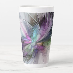 Tasse Latte Nouvelle vie, art abstrait coloré de fantaisie fra