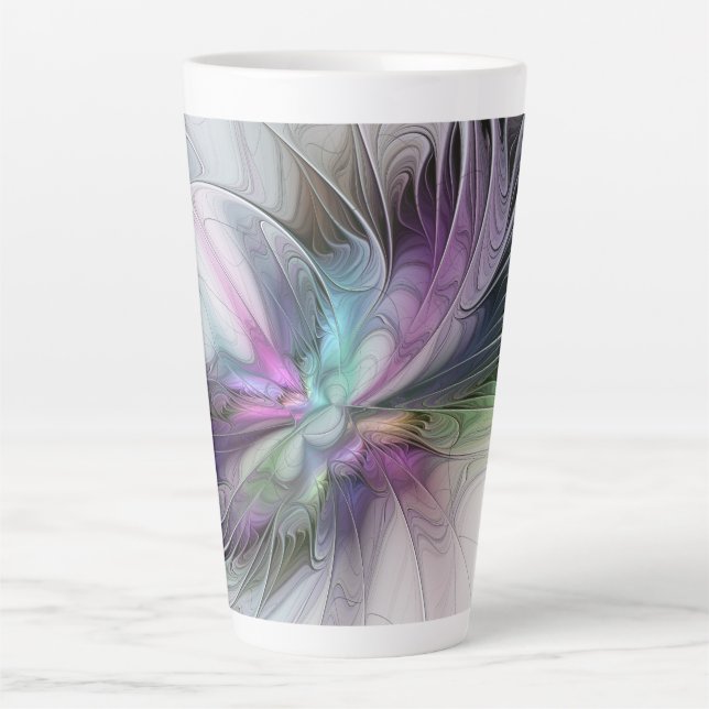 Tasse Latte Nouvelle vie, Colorful Abstrait Fractal Art Imagin (Devant)