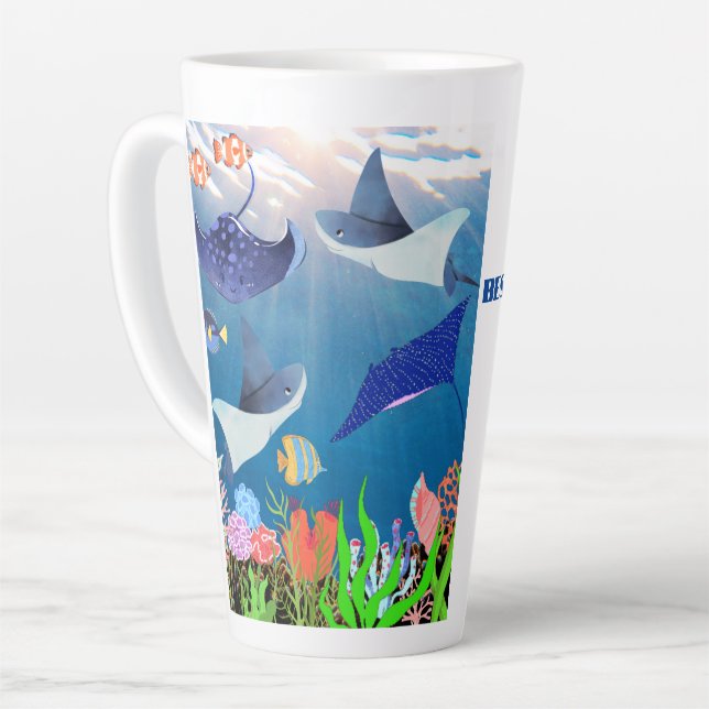 TASSE LATTE NOUVELLE-ZÉLANDE MEILLEUR PAPA APPRÉCIATION CADEAU (Angle gauche)