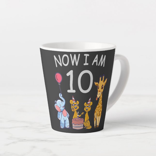 Tasse Latte Now I, 10 ans d'âge 10 Birthday (Angle droit)