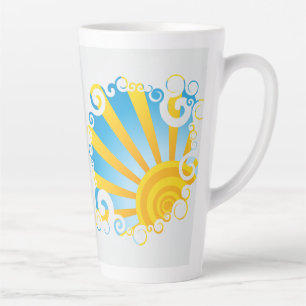 Tasse Latte Nuages Tourbillonnants Sur Éclat de Soleil