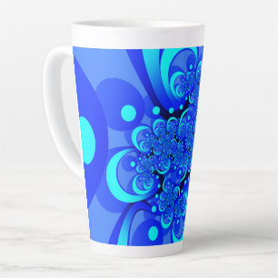 Tasse Latte Nuances de bleu Art fractal abstrait moderne