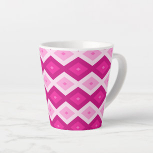 Tasse Latte Nuances de motif de diamant fuchsia