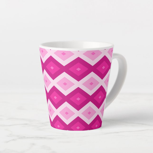Tasse Latte Nuances de motif de diamant fuchsia (Angle droit)