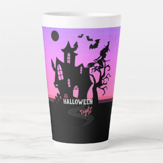 Tasse Latte Nuit d'Halloween Coucher de soleil Sorcière et Cha