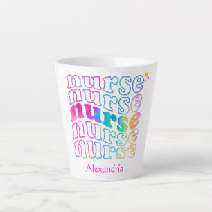 Tasse Latte "Nurse" en Elegant Rainbow Colors