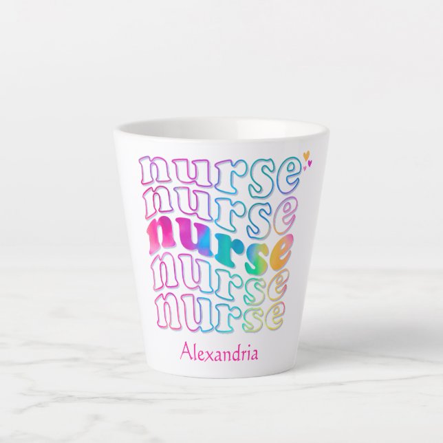 Tasse Latte "Nurse" en Elegant Rainbow Colors (Devant)