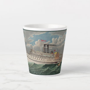 Tasse Latte NY Voyage Grand Paddlewheel Bateau à vapeur Le Pèl