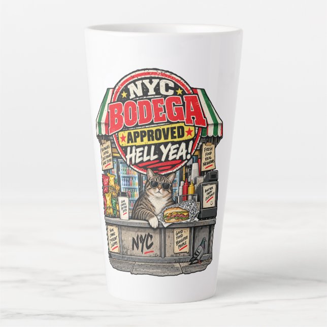 Tasse Latte NYC Bodega Approuvé Carrément (Devant)