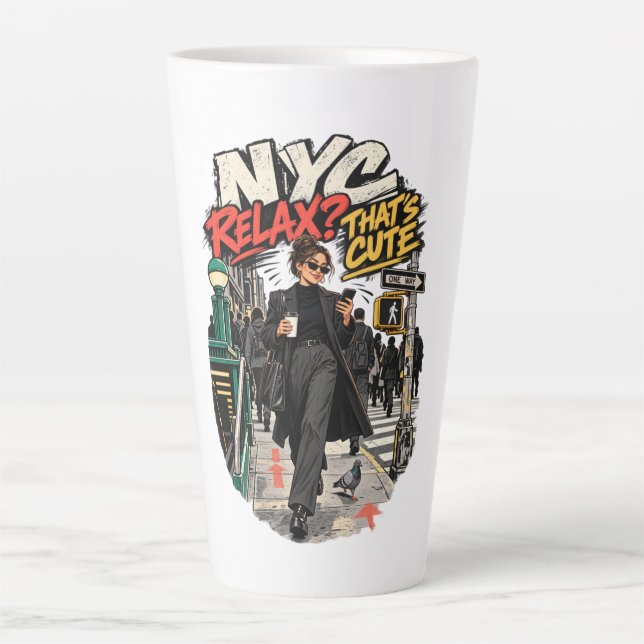 Tasse Latte NYC Relax C'est Mignon (Devant)