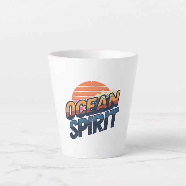 Tasse Latte "Ocean Spirit" Retro Summer Graphic (Devant)
