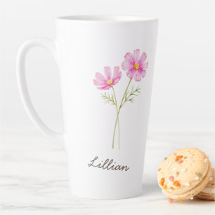 Tasse Latte Octobre Mois de naissance Fleurs Cosmos