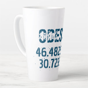 Tasse Latte Odessa Ukraine Latitude & Longitude en détresse