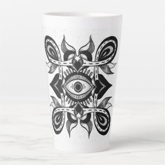 Tasse Latte Oeil ornemental - Style de tatouage botanique Weir