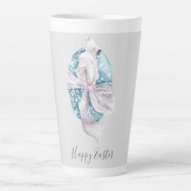 Tasse Latte OEuf enveloppé de ruban d'aquarelle Pâques (Devant)