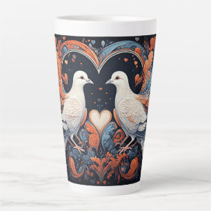 Tasse Latte Œuvre d'art mosaïque de pigeons avec des motifs de