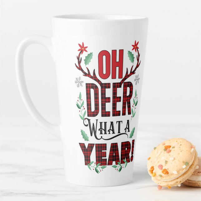 Tasse Latte Oh Cerf Quelle Année Plaid de Noël (En situation)
