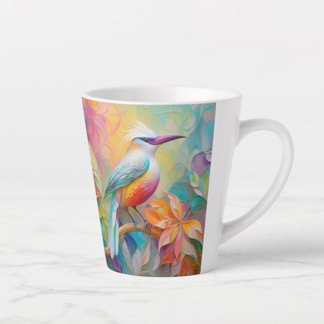 Tasse Latte Oiseau à poitrine rouge à bec rose (Droite)