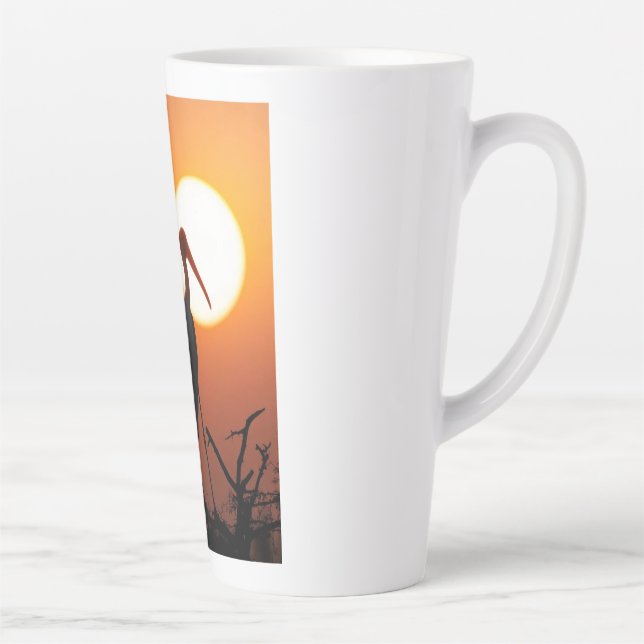 Tasse Latte Oiseau couché de soleil en Branche - Oiseau mur de (Droite)