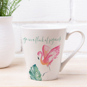 Tasse Latte Oiseau de Flamant rose rose tropical