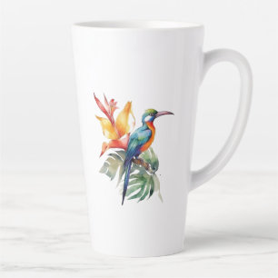 Tasse Latte Oiseau de Paradis, oiseau de fantaisie coloré 'n f