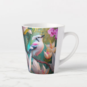 Tasse Latte Oiseau d'Imaginaire tacheté blanc crêpé