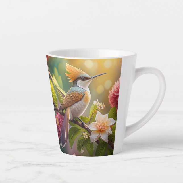 Tasse Latte Oiseau Fantastique à Crête Dorée (Droite)