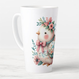 Tasse Latte Oiseau folklorique floral au charme Pastel Boho