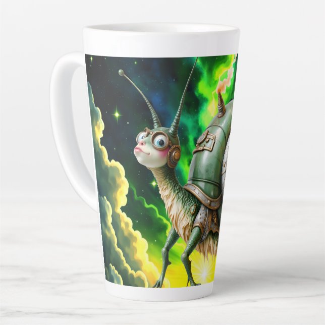 Tasse Latte Oiseau-limace Steampunk Cosmique – Créature de Rêv (Angle gauche)