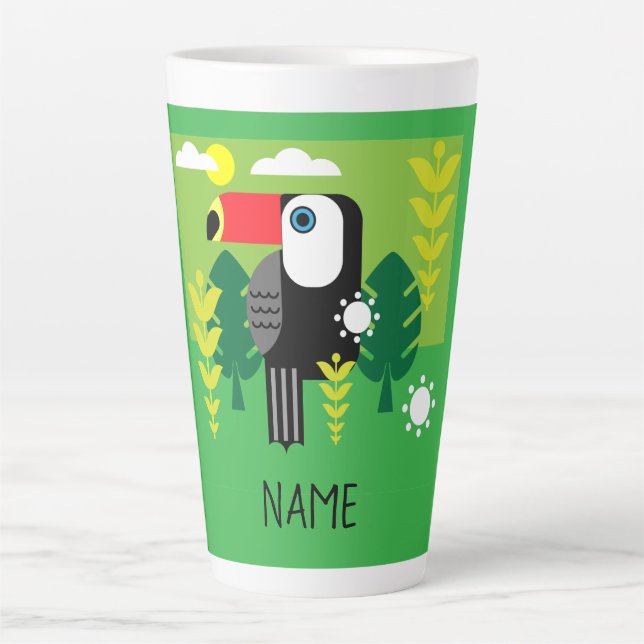 Tasse Latte Oiseau tropical du Toucan (Devant)