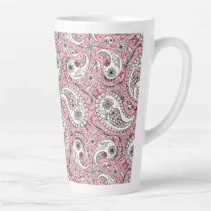 Tasse Latte Oiseaux de marguerite en rose bébé