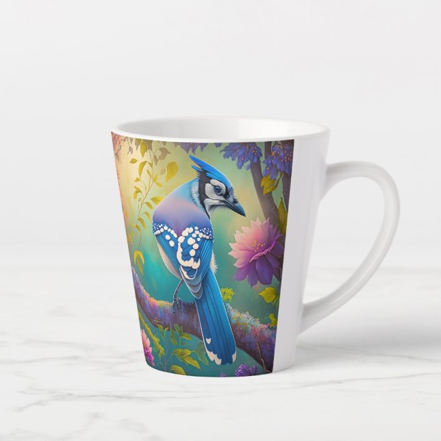 Tasse Latte Oiseaux d'Imaginaire Jay bleu (Droite)