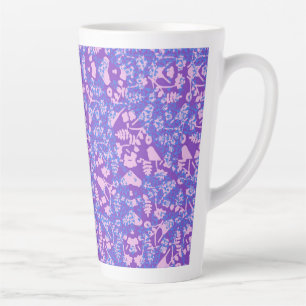 Tasse Latte Oiseaux Et Fleurs