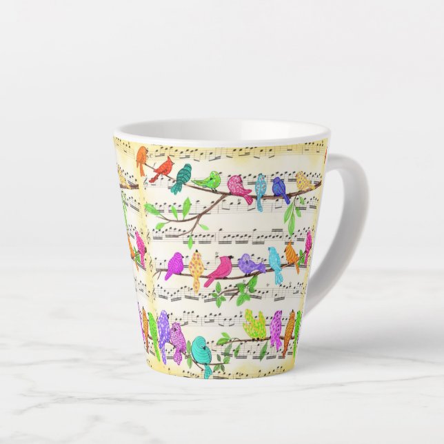 Tasse Latte Oiseaux Musicaux (Angle droit)