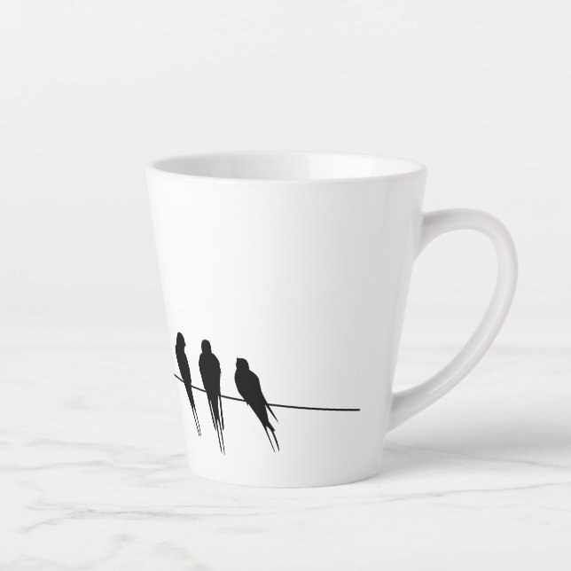 Tasse Latte Oiseaux noirs dans une nuit de fils (Droite)