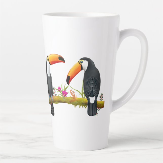 Tasse Latte Oiseaux tropicaux toucans (Droite)