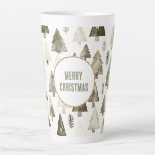 Tasse Latte Olive Green Noël Arbres Gold Parties scintillant C