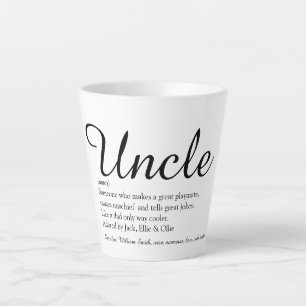 Tasse Latte Oncle Cool Fun Élégant Noir et Blanc
